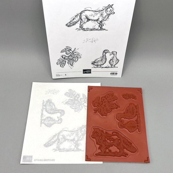 Stampin Up "Stylish Sketches" Stamp Set – Fox, Ducks, Figs, Branches (Masculine) - Picture 2 of 4